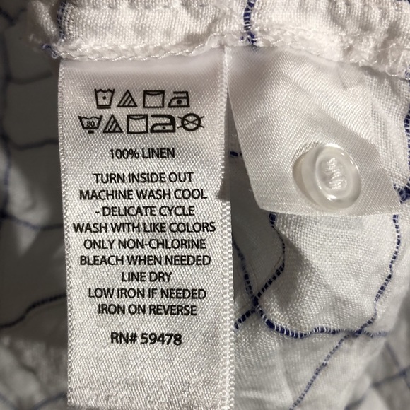 TAHARI | Women’s White Split Neck Linen Popover Windowpane Blouse Top size Small - Picture 9 of 11